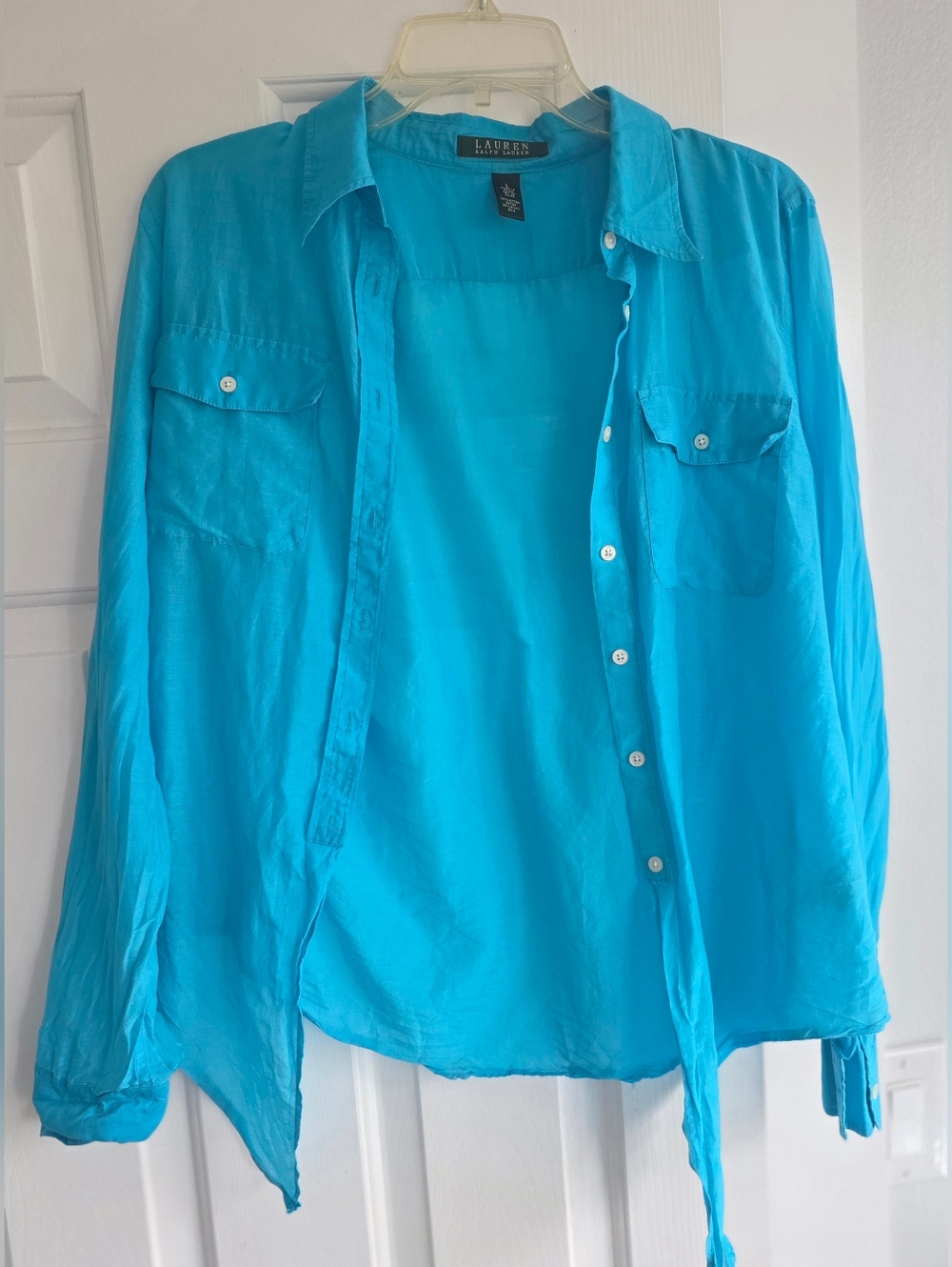 Ralph Lauren Women's Bright Turquoise Button-Down Shirt